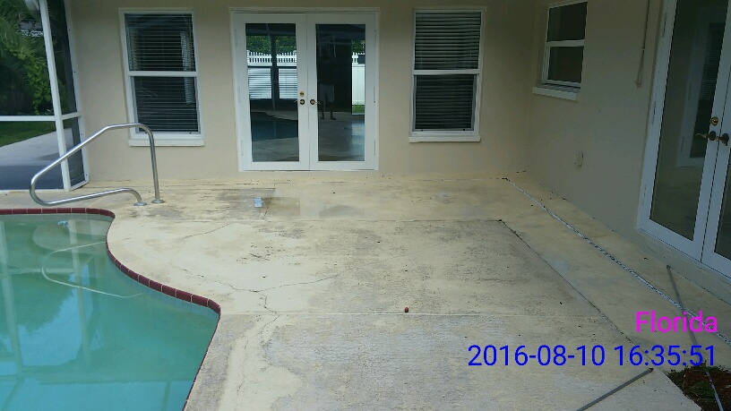 Pressure washing after picture of pool deck